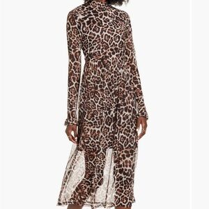 Nordstrom -Leopard Print Long Sleeve Midi Dress - Brown